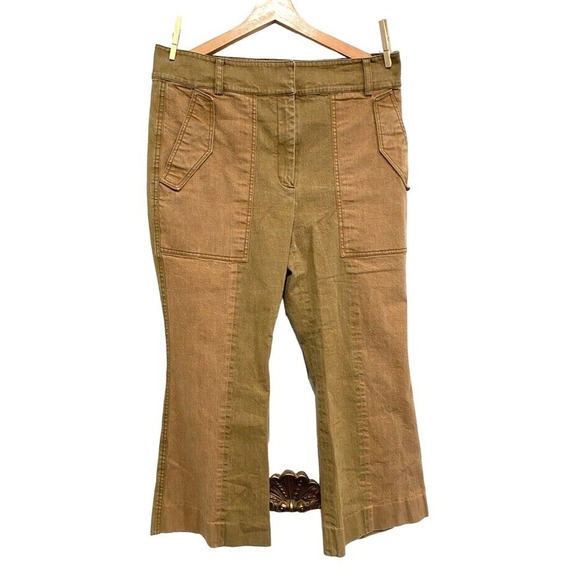 Derek Lam IO Crosby - Neiman Marcus Denim 2 tone flare khaki pants women size 14 - Picture 1 of 5